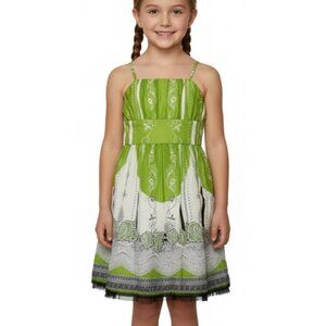 Pirouette Girls Spaghetti Strap Floral Print Silk Lined Chiffon Dress (10) NWT